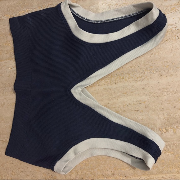 aerie Other - Aerie Navy and white Ribbed Plunge sports bra / tank top